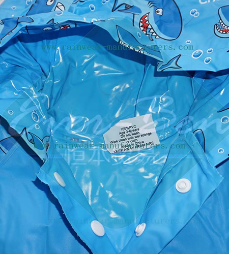 Blue PVC totes rain poncho elastic hood